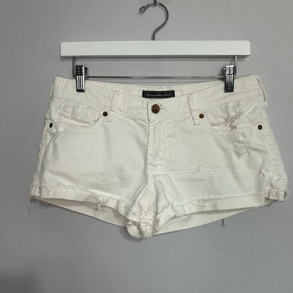 Abercrombie & Fitch Women’s White Denim Jean Short Shorts Size 27” 2 - Picture 1 of 5
